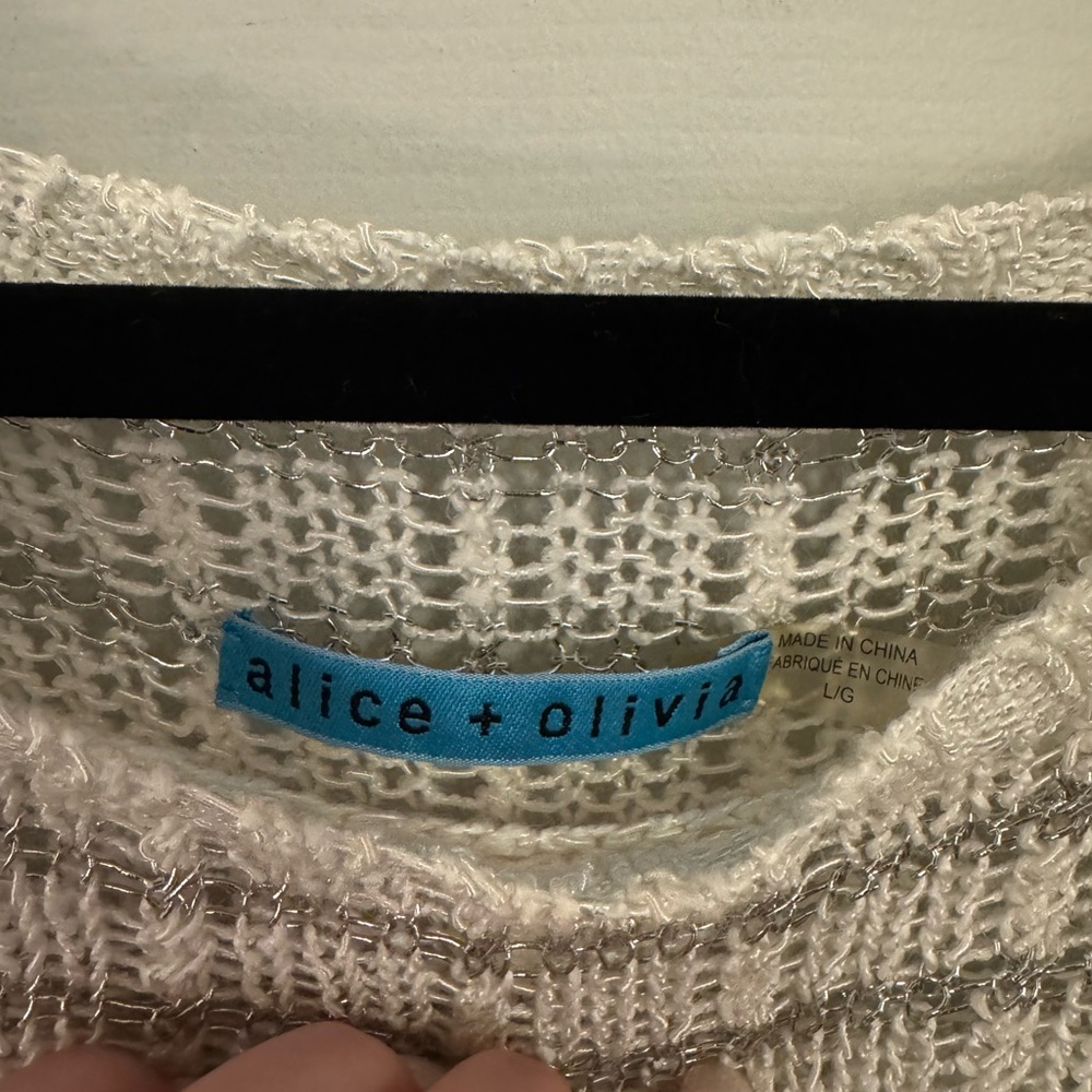 Alice + Olivia Designer Mesh Crew Neck Sweater size Large - Picture 3 of 11